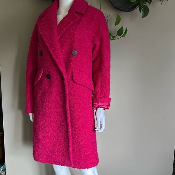 BCBGeneration Pink Boucle Longline Coat Small Double Breasted - Picture 5 of 9